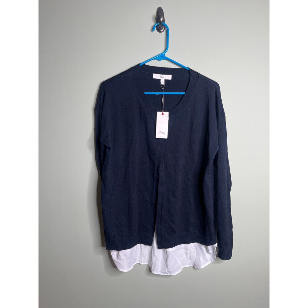 Ripe Maternity Navy Cross Front Nursing Sweater Medium